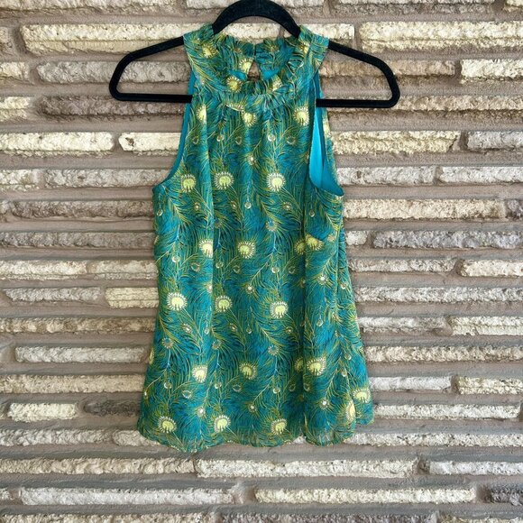 Liberty of London Target Hera Peacock Feathers High Neck Halter Top Size Small - Picture 10 of 10